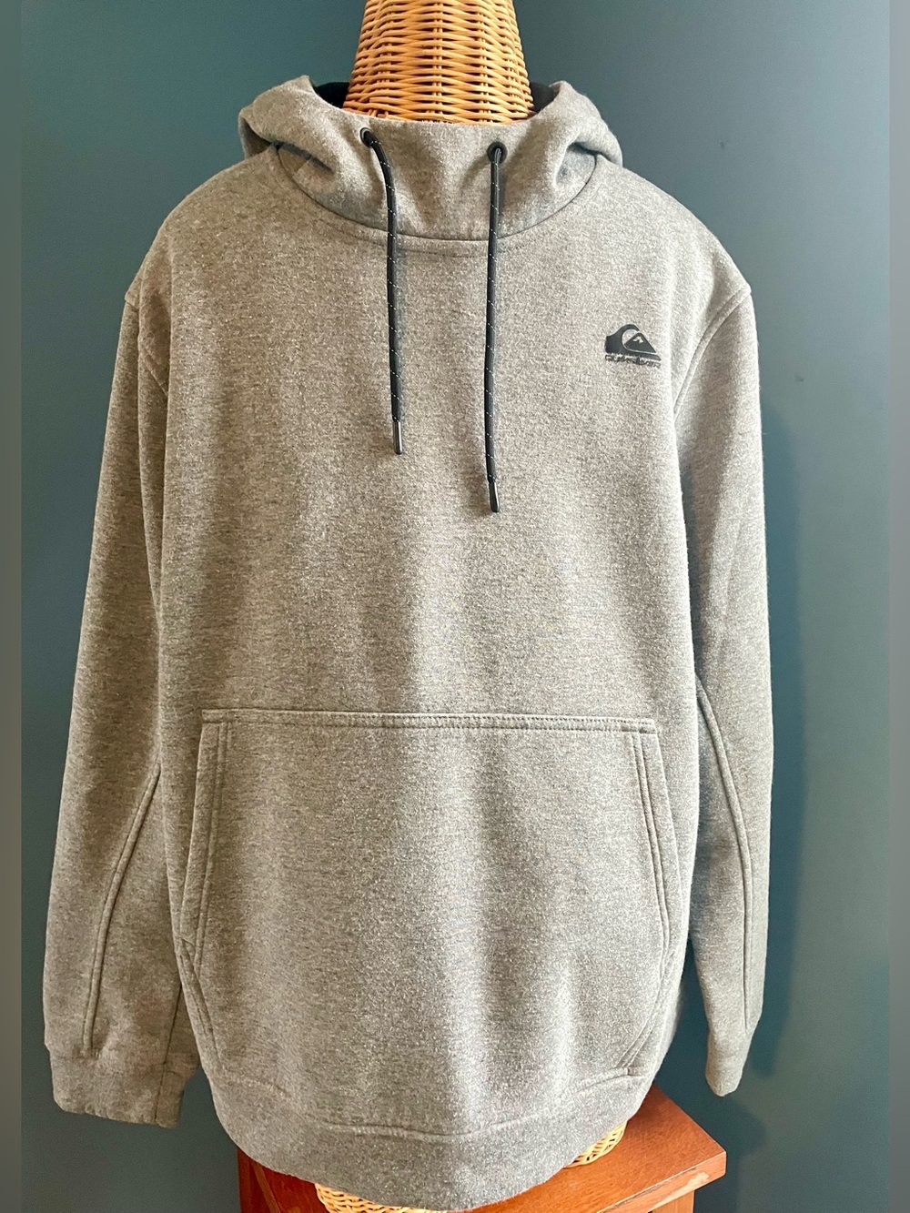 Quiksilver Men’s Gray Hoodie DryFlight Drawstring Hood Size XL